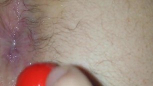 Sticking a ball in my tight teen ass close up