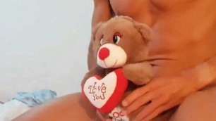 Hot Guy humping and fucking a Teddy Bear until cums hard