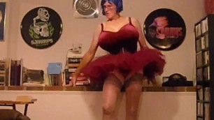 20201110 burgundy ballet tutu etc., huge tits stockings