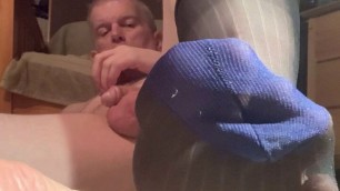 Daddy masturbates with feet close to the camera