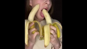 Double Banana Blow Job. Sucking and Drooling